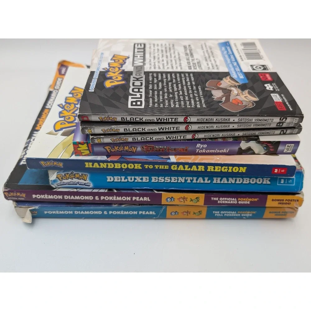 Pokemon Book Lot Diamond & Pearl Guide, Manga Black & White Pokedex Book
